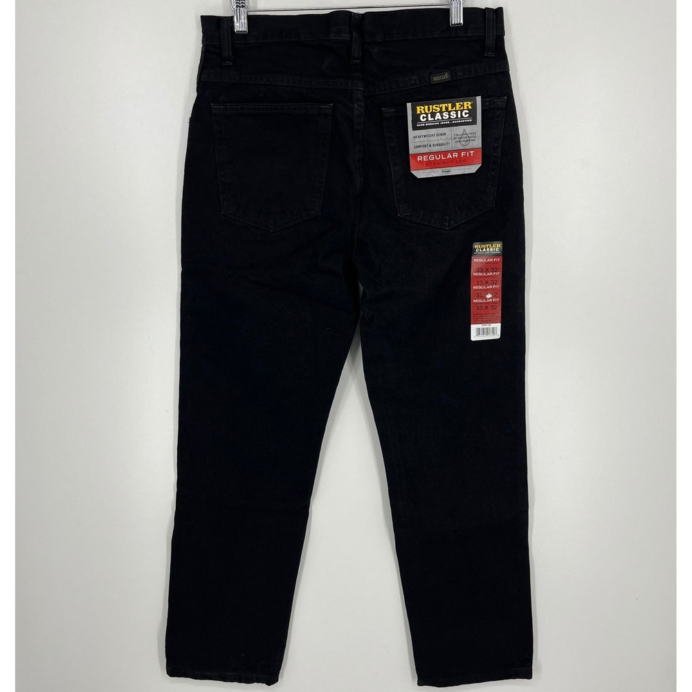 Rustler Classic Mens Regular Fit Straight Leg Black Denim Jeans 33x32 87631CB